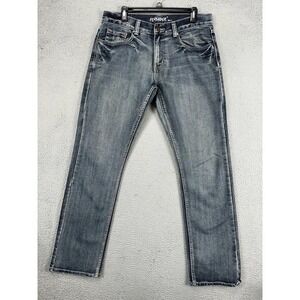 FlyPaper Mens Straight Jeans 32X34 Blue Distressed‎ 5 Pocket Casual Denim Pants